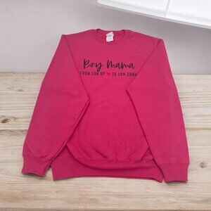 Hand Pressed Vibrant Pink Graphic Sweater Hand Pressed- Boy Mama - Size Small